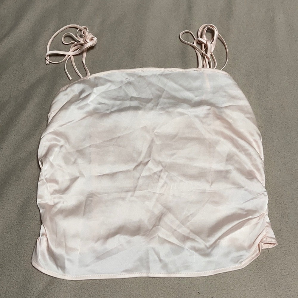 Baby pink silky crop top